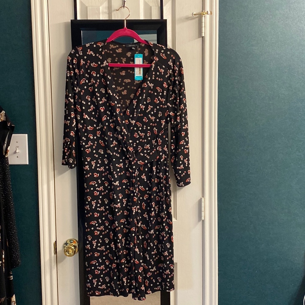 Faux wrap dress 3/4 sleeves